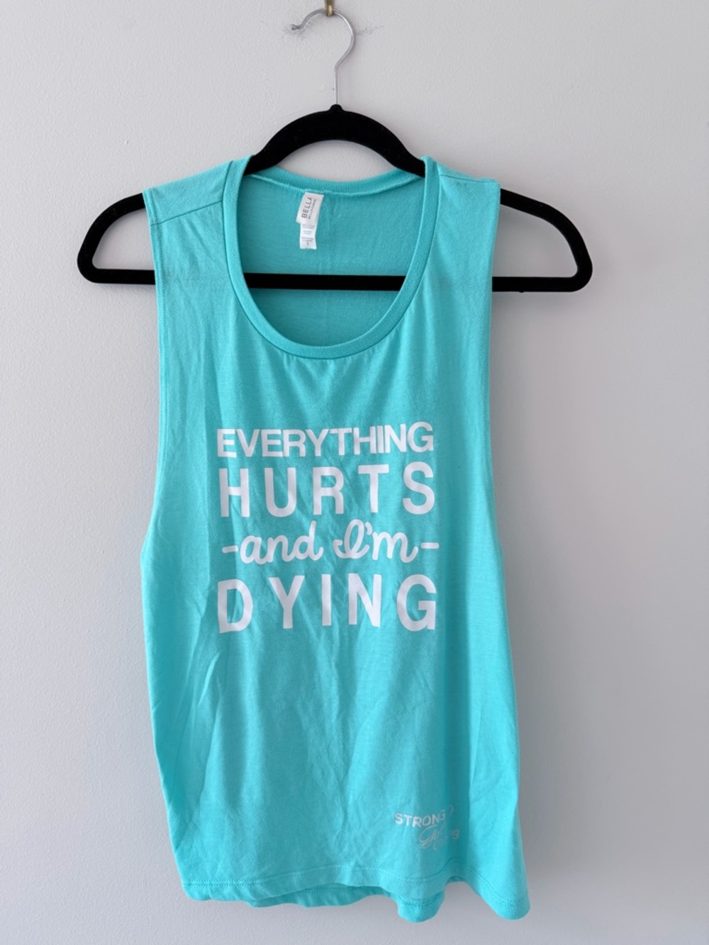 Turquoise Graphic Muscle Tank Top -